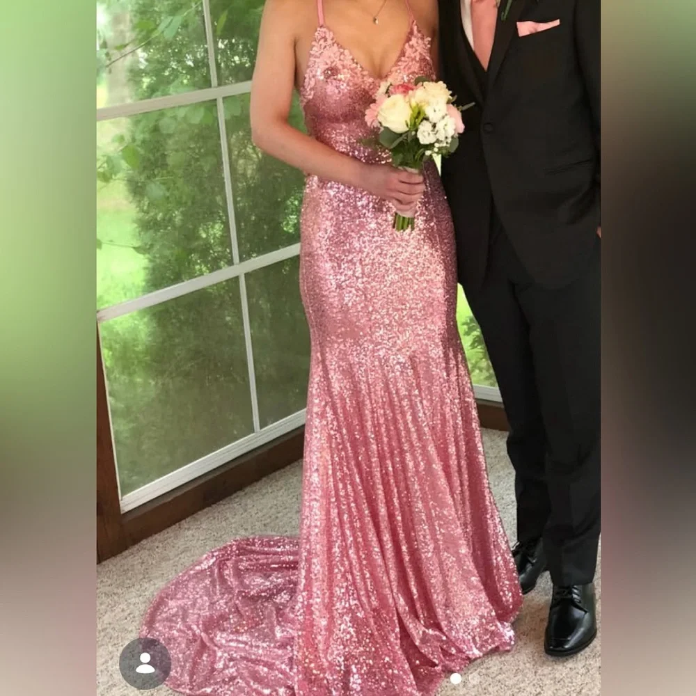 Pink Sequin Gown - Picture 1 of 2